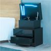 Modern LED Nightstand with 2 High Gloss Drawers and RGB Lights – Wood LED Bedside Table for Bedroom, Living Room, Children's Room