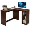 39.4" W x 47.2" D Corner Computer Desk L-Shaped Home Office Workstation Writing Study Table with 2 Storage Shelves and Hutches