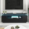 Modern, Stylish Functional TV stand with Color Changing LED Lights, Universal Entertainment Center, High Gloss TV Cabinet for 75+ inch TV