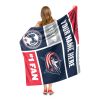 [Personalization Only] OFFICIAL NHL Colorblock Personalized Silk Touch Sherpa Throw Blanket - Columbus Blue Jackets