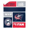 [Personalization Only] OFFICIAL NHL Colorblock Personalized Silk Touch Sherpa Throw Blanket - Columbus Blue Jackets