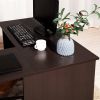 39.4" W x 47.2" D Corner Computer Desk L-Shaped Home Office Workstation Writing Study Table with 2 Storage Shelves and Hutches