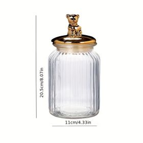 European Creative Ceramic Electroplated Decoration Kitchen Glass Jar With Gift Ring Jewelry Holder Receiving Candy Box Gift With Ribbon And Card (Option: Bear)