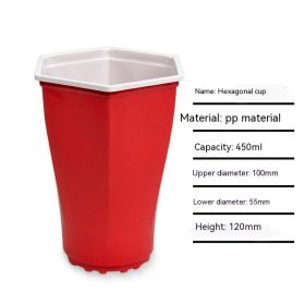 Red Disposable Plastic Cup Single Layer (Option: 450ml Hexagonal Red-401to500ml)