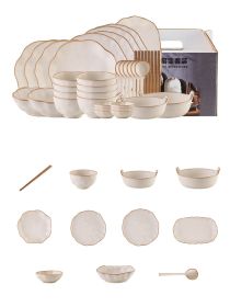 New Creative Luxury Dishes Set High Sense Of Home Use (Option: Beige-42pcs sets)