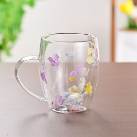 Creative Household Coffee Milk Dried Flower Quicksand Double Layer Glass Cup (Option: 350m G)