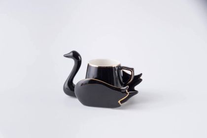 Creative Swan Ceramic Coffee Cup (Option: Swan Coffee Cup Black-101to200ml)