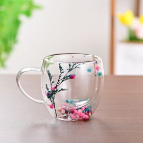 Creative Household Coffee Milk Dried Flower Quicksand Double Layer Glass Cup (Option: 250ml E)