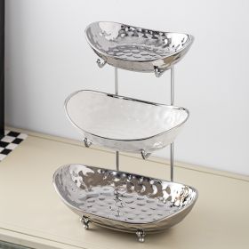 Affordable Luxury Style Multi-layer Fruit Plate Snack Set Plate Storage (Option: Three Layer Silver White)