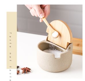 Japanese-style Ceramic Box With Lid Three-piece Set Seasoning Storage Household Salt And Sugar (Option: 1pc)