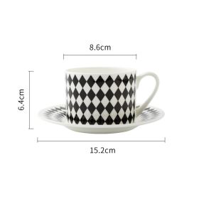 Coffee Cup Dish Suit Nordic Black And White Geometry European Creative Simple English Afternoon Tea Lovers Ceramic Cup (Option: Diamond-201 To 300ml)