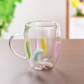 Creative Household Coffee Milk Dried Flower Quicksand Double Layer Glass Cup (Option: 350m H)