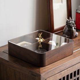 Walnut Fruit Plate Box Divided Solid Wood Snack Box (Option: Single layer deer-Black Walnut)