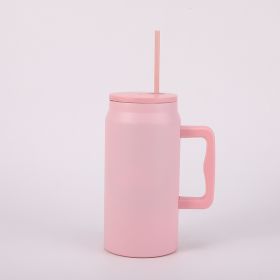 Portable Stainless Steel Large Capacity Vacuum Cup With Handle (Option: Pink-1500ml)