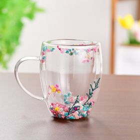 Creative Household Coffee Milk Dried Flower Quicksand Double Layer Glass Cup (Option: 350ml M)