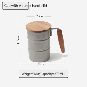 Creative Outdoor Mug Made Of 304 Stainless Steel With A Lid (Option: Wooden Handle Cup With Lid-About 370ml)