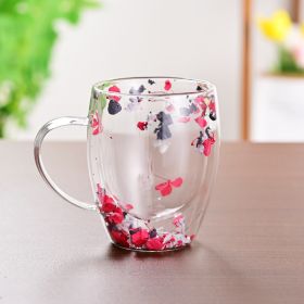 Creative Household Coffee Milk Dried Flower Quicksand Double Layer Glass Cup (Option: 350m J)