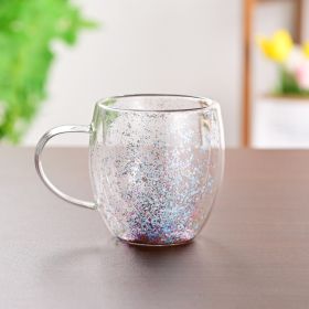 Creative Household Coffee Milk Dried Flower Quicksand Double Layer Glass Cup (Option: 250ml D)