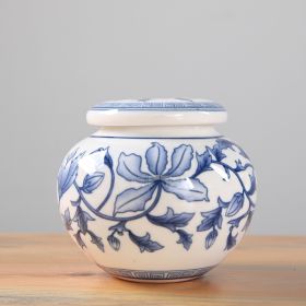 Storage Box Blue And White Porcelain Tea Pot Chinese Sealed Canned Plaster (Option: Round Head Jar Twine)