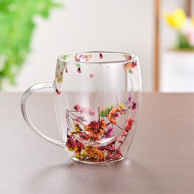 Creative Household Coffee Milk Dried Flower Quicksand Double Layer Glass Cup (Option: 350m K)