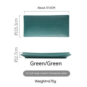 Household Dinner Plate Ceramic Steak Nordic Style Plate (Option: Green Long Plate)