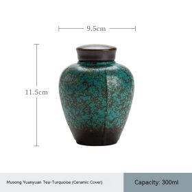 Dark Green Ceramic Cover Household Small Tea Jar (Option: Turquoise-Ceramic cover)