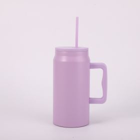 Portable Stainless Steel Large Capacity Vacuum Cup With Handle (Option: Light Purple-1500ml)