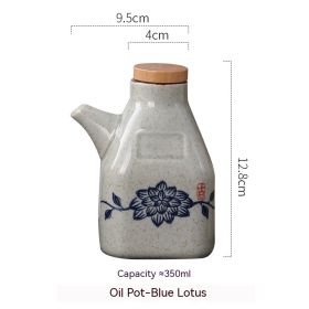 Chinese Style Ceramic Sauce Dipping Bottles (Option: Blue Lotus Oiler)