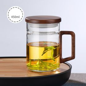 Household Large Capacity Wooden Handle Glass Tea Cup With Crescent Filter Screen Side (Option: Transparent 450ml-450to550ml)