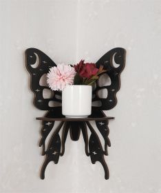 Hot Sale Wooden Butterfly Right Angle Corner Hollow Out Creative Shape Storage Rack (Option: Long Butterfly-30cm)