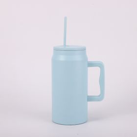 Portable Stainless Steel Large Capacity Vacuum Cup With Handle (Option: Light Blue-1500ml)