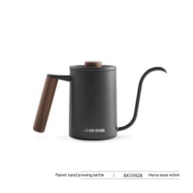 Bomber Hand Rushed Planet Hand Made Coffee Maker Solid Wood Handle (Option: Matte Black 400ML)