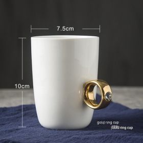 Creative Solid Color Ring Handle Ceramic Cup (Option: Gold Handle-201 To 300ml)