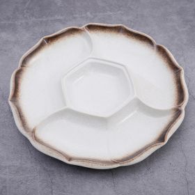 Japanese-style Ceramic Compartment Tray Four-grid Marinated Meat (Option: Gold-10)