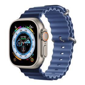 Marine Two-color Silicone Strap Sports (Option: Navy Blue-384041mm)