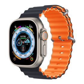 Marine Two-color Silicone Strap Sports (Option: Midnight With Orange-384041mm)