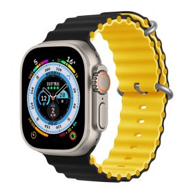 Marine Two-color Silicone Strap Sports (Option: Black With Yellow-384041mm)