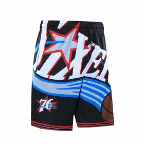 76-person Retro Basketball Outdoor Running Sports Beach Casual Loose Breathable Trendy Fashion Shorts (Option: Black-XXXL)