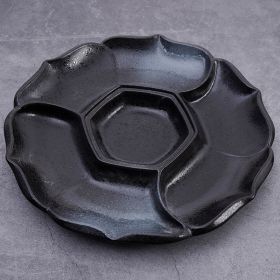 Japanese-style Ceramic Compartment Tray Four-grid Marinated Meat (Option: Black-12)