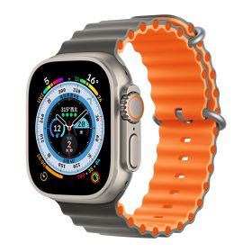 Marine Two-color Silicone Strap Sports (Option: Gray With Orange-384041mm)